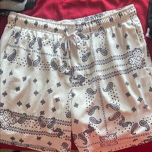 PacSun White and Black Paisley Athletic Shorts